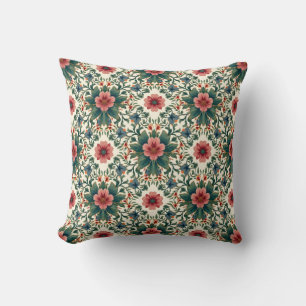 Coussin Boho Flower Magic - dans les tons vert et rose