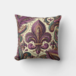 Coussin Boho French Quarter violet fleur de lis