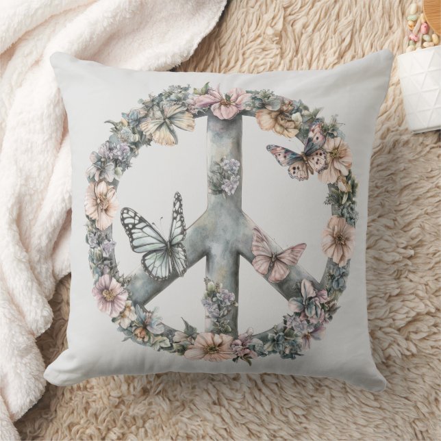Coussin Boho Hippy 60s 70s Peace Sign (Couverture)