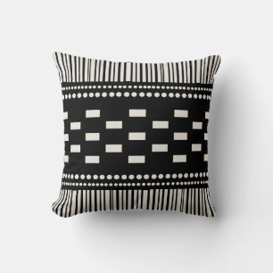 Coussin Boho Lignes Scandinaves Points Noir Blanc