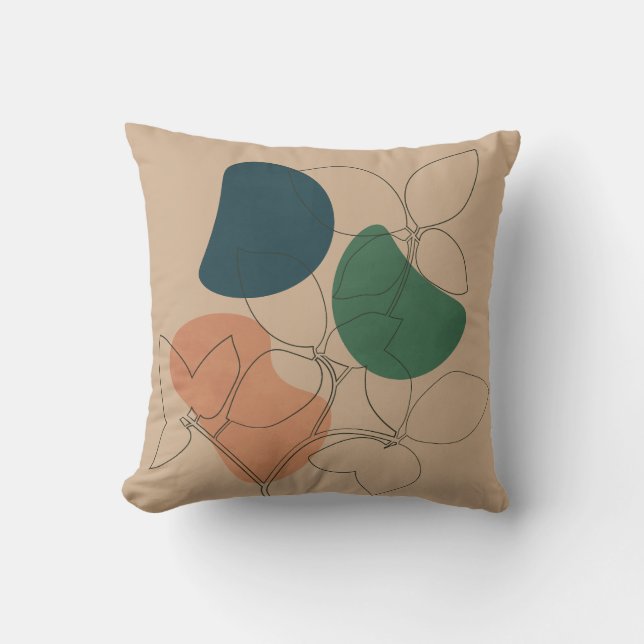 Coussin Boho Line Art Plante, Terme Botanique (Recto)