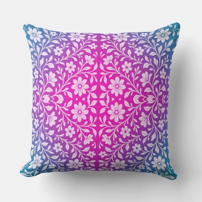 Coussin Boho Mandala Pink & Purple throw Pillow (Recto)