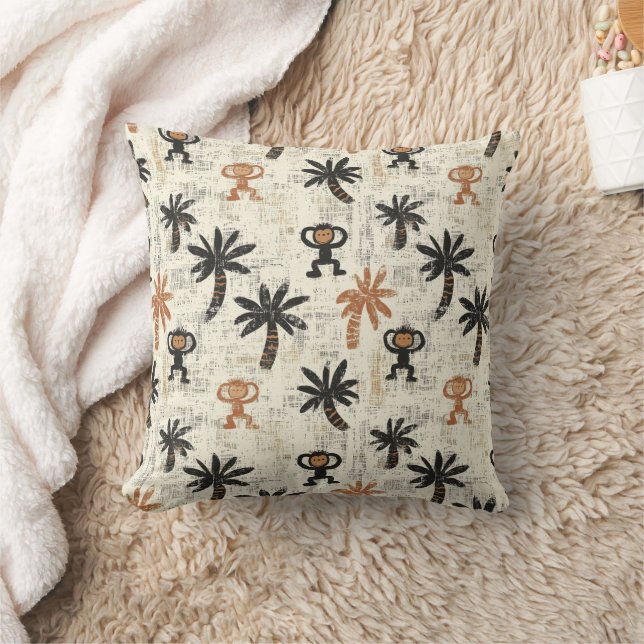 Coussin Boho Monkey Jungle Safari Pattern (Couverture)