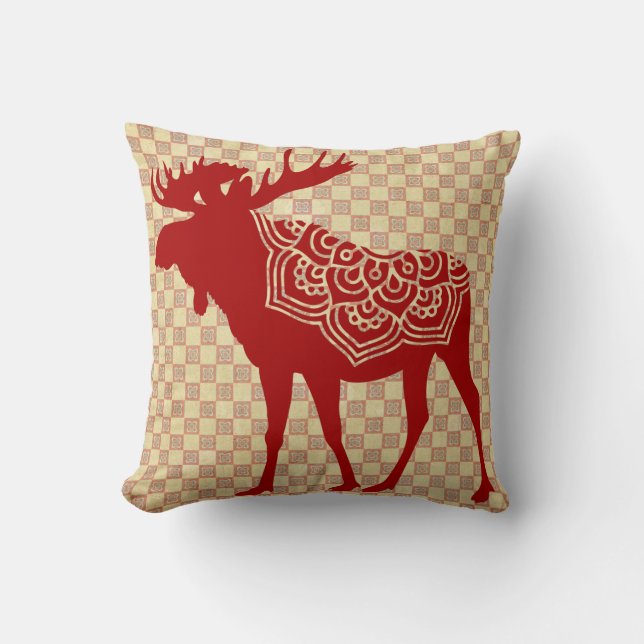 Coussin Boho Moose Silhouette (Recto)