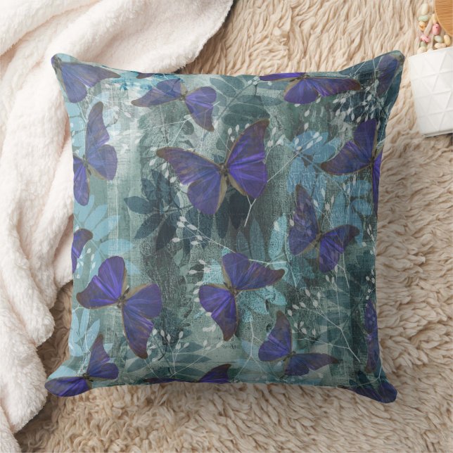 Coussin Boho Purple Butterfly & Cyan Botanique Original (Couverture)