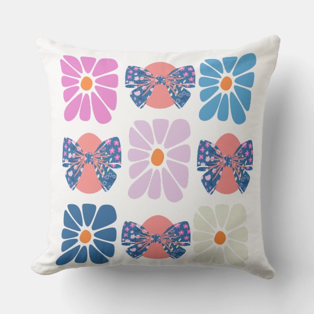 Coussin Boho rétro floral simple (Recto)