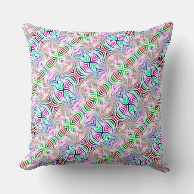 Coussin Boho réversible diagonal psychédélique (Recto)