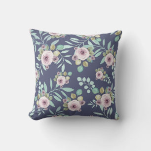 Coussin Boho rose et vert avec retour violet 