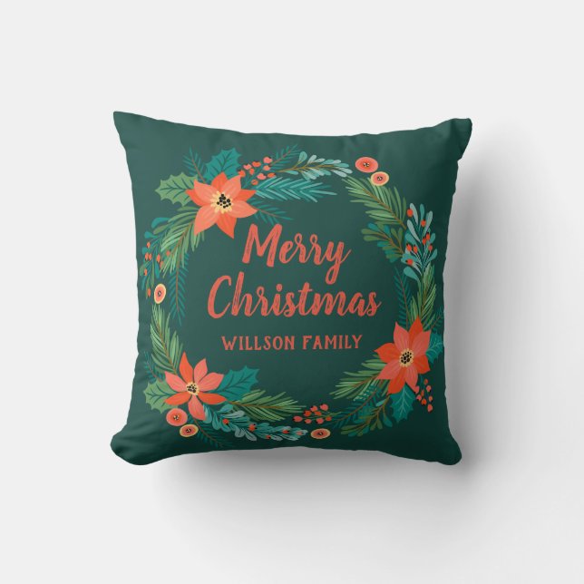 Coussin Boho rustique Classic noël poinsettia (Recto)