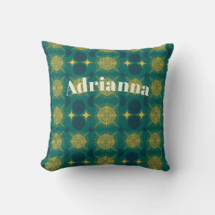Coussin Boho Soleil Lune Étoiles Bébé Bleu-vert Jaune Pers
