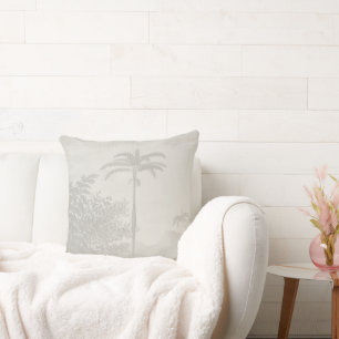 Coussin Boho stylé Vintage palmiers gris