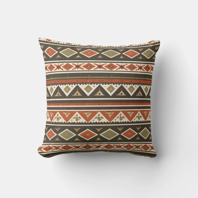 Coussin Boho Tribal Stripe Pattern Pillow  (Recto)