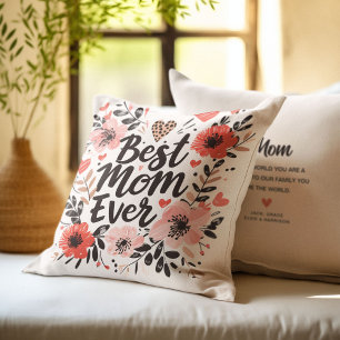 Coussin Boho Vibes Joli Floral 'Meilleure Maman Jamais'