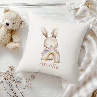 Coussin Boho Woodland Bunny Rainbow Nursery