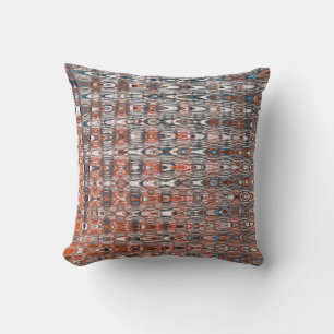 Coussin Boho Zigzag Millefiori Orange Navy Bleu Abstrait