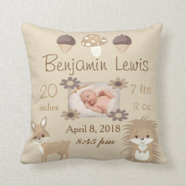 Coussin Bois Animaux Nursery Photo Baby Keepsaké