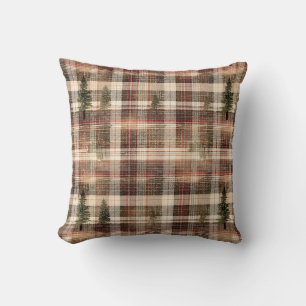Coussin Bois Cabine Pin Plaid