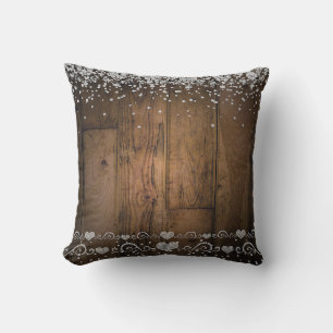 Coussin Bois de Campagne Rustique Glam Diamants Étincelle 