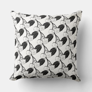 Coussin Bois de cerises noires et blanches