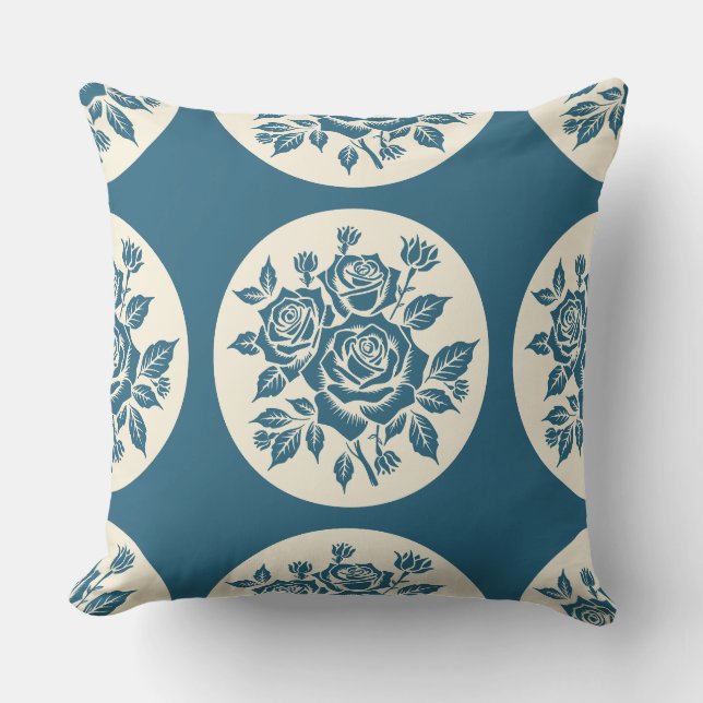 Coussin Bois de rose Bouquet Crème de serrure Marine (Recto)