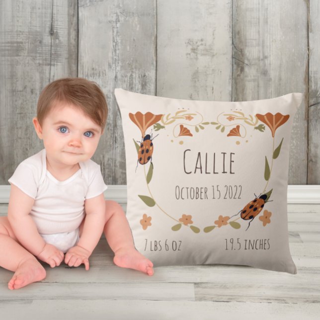 Coussin Bois Floral Ladybug Nursery Baby Birth (Créateur téléchargé)