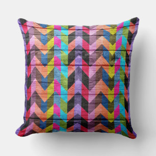 Coussin Bois motif coloré Chevron #2
