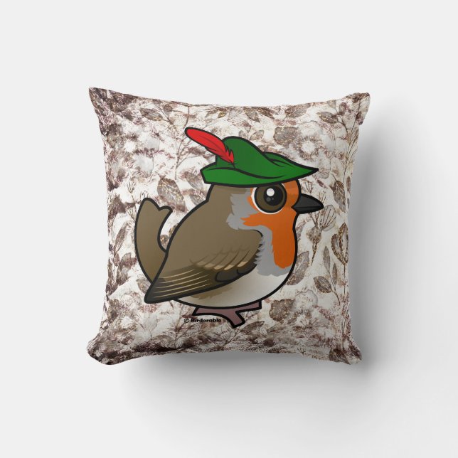 Coussin Bois Robin Européen Birdorable (Recto)