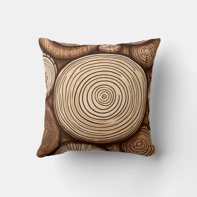 Coussin Bois Rond Arbres Rondins Bois Bois Forêt  (Verso)
