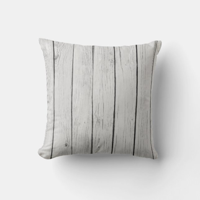 Coussin Bois rustique blanc chic (Recto)