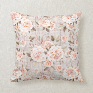 Coussin Bois rustique et Roses Vintages Chic de shabby rom