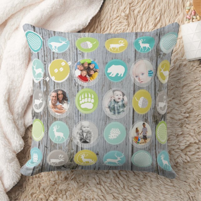 Coussin Bois rustique Noël personnalisé avec photo de l'ou (Couverture)