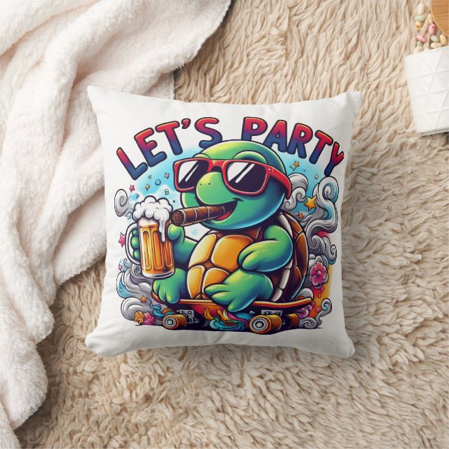 Coussin Boissons de tortue sur un skateboard ! (Couverture)