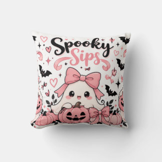 Coussin Boissons Effrayantes Coquette Rose Halloween Fantô