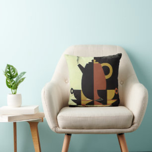 Coussin Boissons vintage Pot à café avec tasses