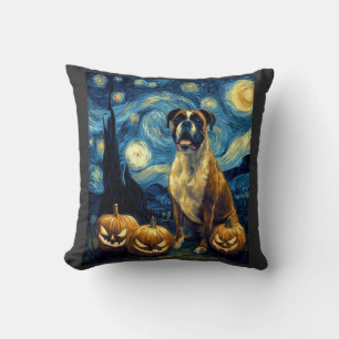 Coussin Boîte à visage de citrouille de Halloween Boxer mi