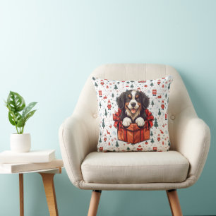 Coussin Boîte cadeau de Noël Bernese Mountain Dog