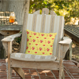 Coussin Boîte cadeau de Noël sucre de canne chapeau de Noë