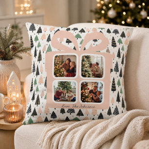 Coussin Boîte de cadeau de Noël moderne personnalisée avec