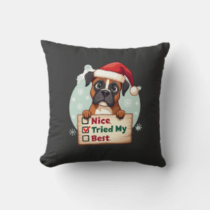 Coussin Boîte jolie chien Boxer Noël Nice J'ai essayé de m