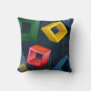Coussin Boîtes, cercles et points Abstraits colorés