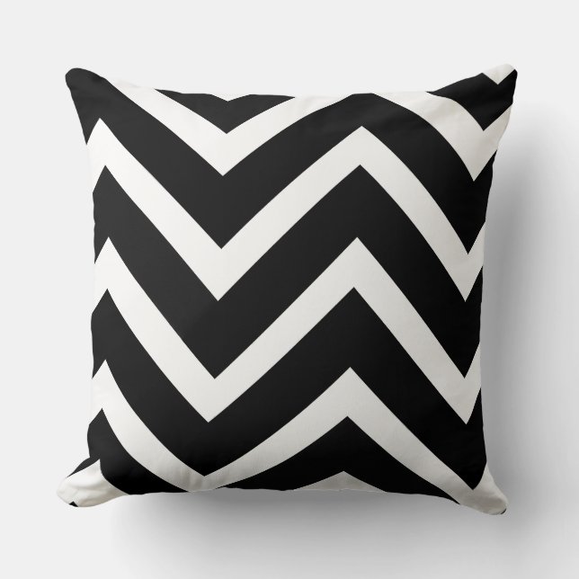 Coussin Bold Black White Chevron Geometric Pattern (Recto)