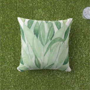 Coussin Boliage Feuille vert Botanique Blanc Nature