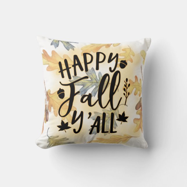 Coussin Bon automne Y'all Feuilles d'automne (Recto)