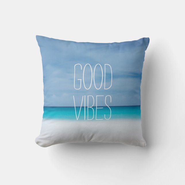 Coussin Bon hippie drôle de photo d'océan de plage de (Recto)