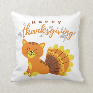 Coussin Bon thanksgiving Cat Turkey
