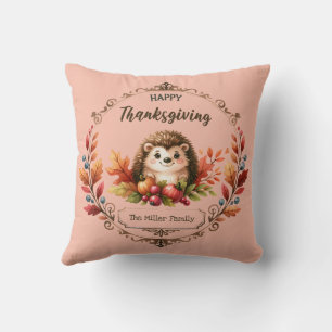 Coussin Bon thanksgiving de hérisson mignon personnalisé