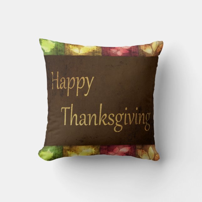 Coussin Bon thanksgiving Grunge Feuilles (Recto)