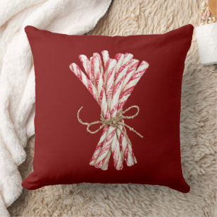 Coussin Bonbon à la menthe poivrée rouge et blanche de Noë