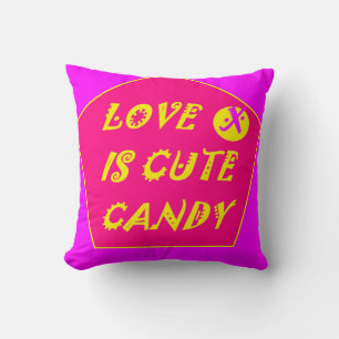 Coussin Bonbon mignon amour chaud rose banane jaune imprim