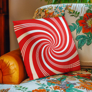 Coussin Bonbon torsadé canne rouge